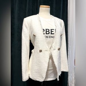 Ivory/white tweeted Zara blazer size large